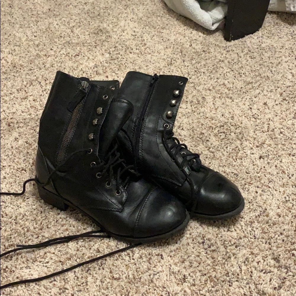 Black combat boots